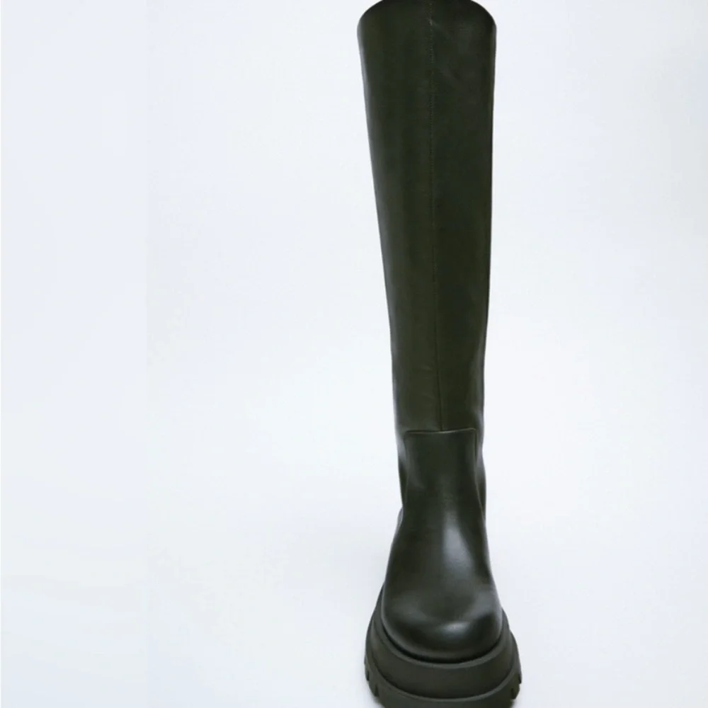 Zara Black Over-the-Knee Chunky Platform Boots